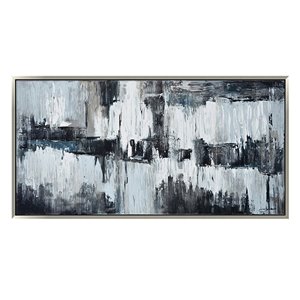 Oakland Living Acrylic Wall Art - Abstract - Silver Wooden Frame - 59-in x 30-in