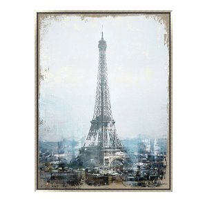 Oakland Living Wall Art - Eiffel Tower - Silver Wood Frame - 35-in x 47-in
