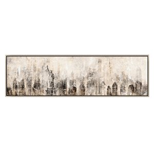 Oakland Living Wall Art - New York Cityscape - Silver Wood Frame - 71-in x 20-in