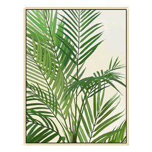 Oakland Living Wall Art - Tropical Plant - Brown Wood Frame - 30-in x 39-in