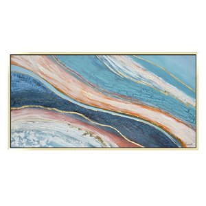 Oakland Living Wall Art - Bleu/Red Abstract - Wood Frame - 59-in x 30-in