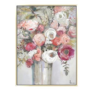 Oakland Living Wall Art - Flower Vase - Champagne Frame - 35-in x 47-in