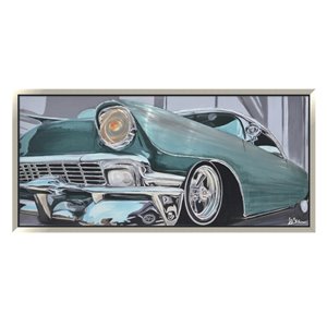 Oakland Living Aluminum 3D Wall Art - Car - Silver Wooden Frame - 71-in x 31-in
