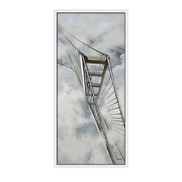 Oakland Living Acrylic Wall Art - Bridge - White Wooden Frame - 32-in x 71-in