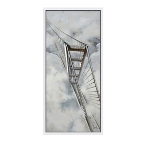 Oakland Living Acrylic Wall Art - Bridge - White Wooden Frame - 32-in x 71-in