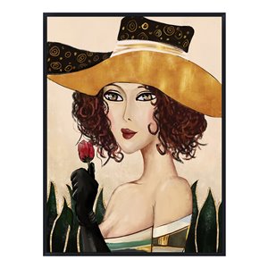 Oakland Living Acrylic Wall Art - Rose Woman - Black Wood Frame - 35-in x 47-in
