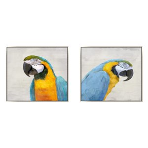 Oakland Living Wall Art - Blue Parrots - Pink Wood Frame - 39-in x 39-in - 2/Pk