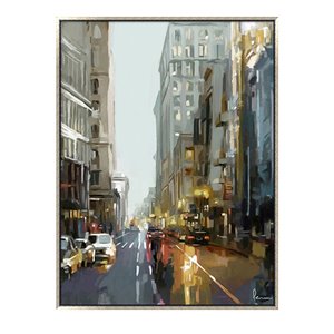 Oakland Living Acrylic Wall Art - Cityscape - Silver Wood Frame - 35-in x 47-in