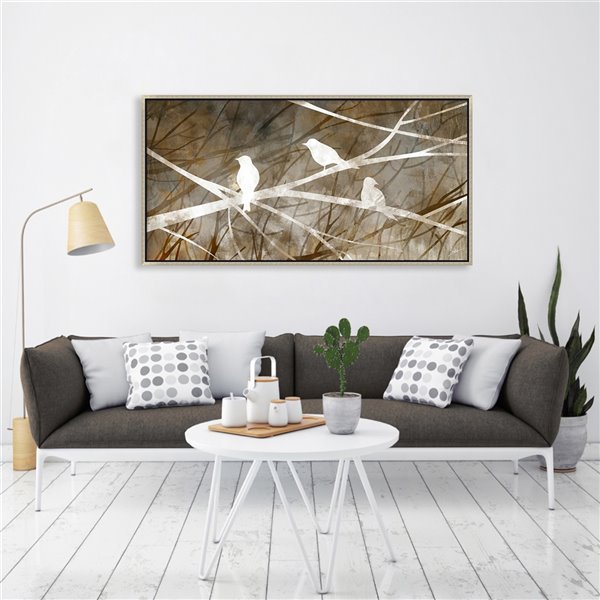 Oakland Living Wall Art Birds On Branches Silver Frame 55 In X 28 In Cd 7319 Rona