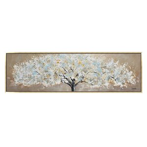 Oakland Living Acrylic Wall Art - White Tree - Gold Wooden Frame - 71-in x 20-in