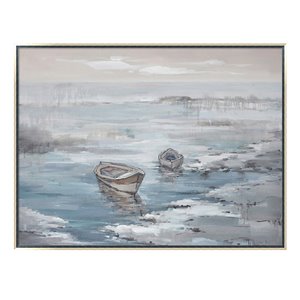 Oakland Living Acrylic Wall Art - Ocean - Silver Wooden Frame - 47-in x 35-in