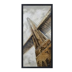 Oakland Living Foam 3D Wall Art - Bridge - Black Wooden Frame - 32-in x 71-in