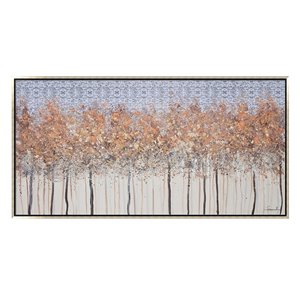 Oakland Living Wall Art - Autumn Trees - Silver Wooden Frame - 59-in x 30-in