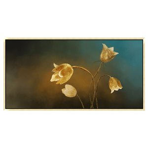 Oakland Living Wall Art - Glowing Tulips - Gold Wood Frame - 55-in x 28-in