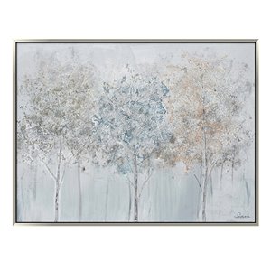 Oakland Living Wall Art - Blue Forest - Silver Wooden Frame - 47-in x 35-in