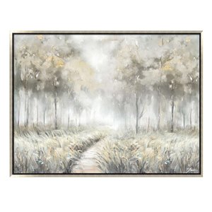 Oakland Living Wall Art - Windy Trees - Silver Wood Frame - 47-in x 35-in