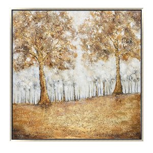 Oakland Living Wall Art - Golden Forest - Silver Wooden Frame - 39-in x 39-in