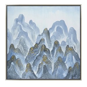 Oakland Living Wall Art - Blue Mountains - Silver Wooden Frame - 39-in x 39-in