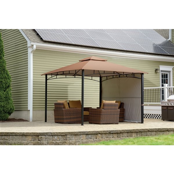 Abri-soleil Redwood de ShelterLogic 11 po carré à cadre d'acier thermolaqué et toile bronze en polyester imperméable