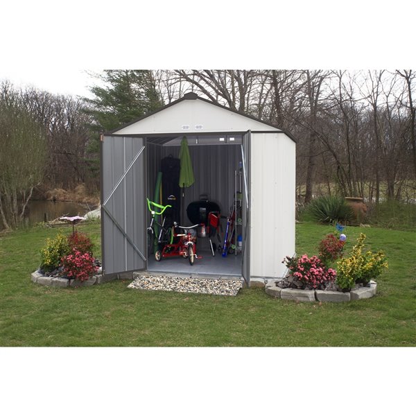 arrow ezee shed 10 ft. x 8 ft. galvanized steel cream