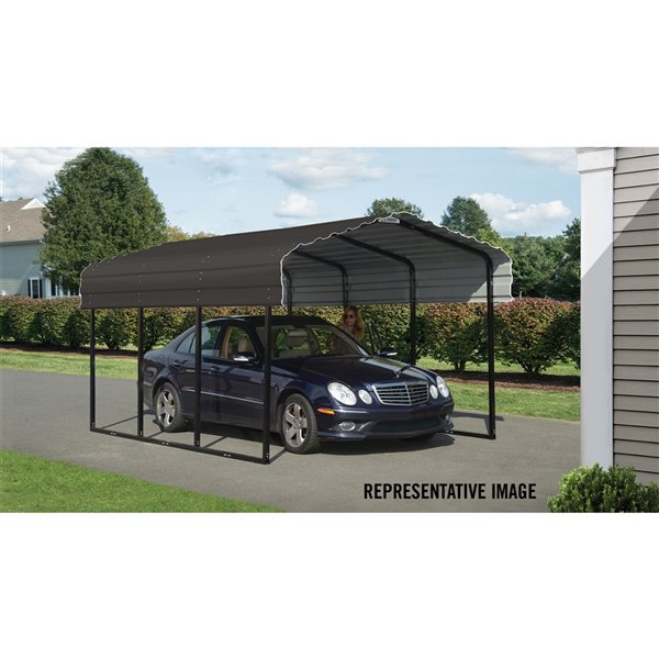 Steel Carport 10x20x7 ft Galvanized Black/Charcoal