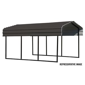 Arrow 10-ft x 20-ft x 7-ft Galvanized Steel Black/Charcoal Carport