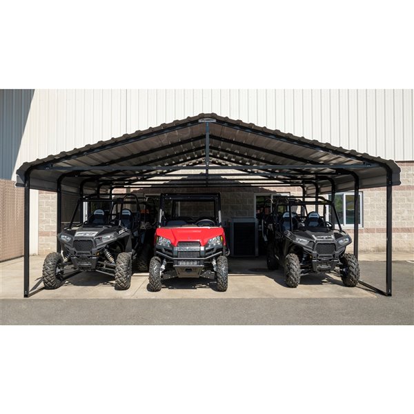 Arrow 20-ft x 20-ft Charcoal Carport