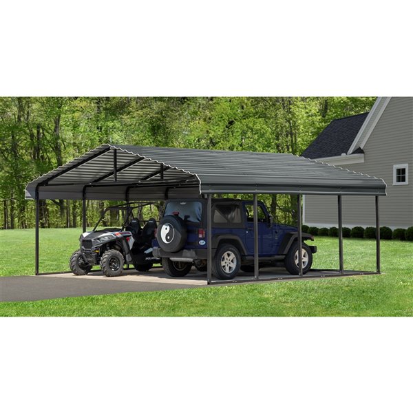 Arrow 20-ft x 20-ft Charcoal Carport