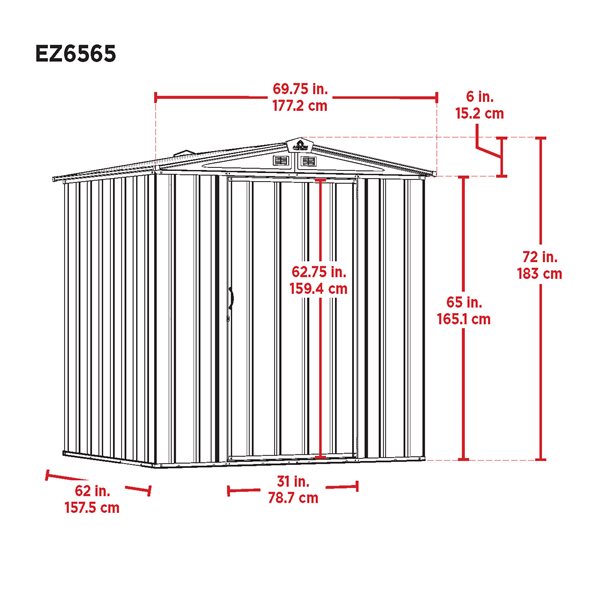 EZEE Shed Steel Storage 6x5 ft Galvanized Cr-Char