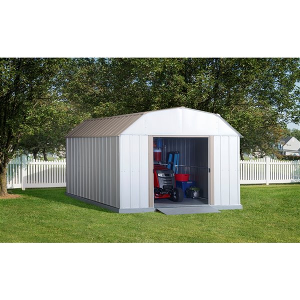 ARROW Lexington 10x14 ft Steel Shed Barn Taupe/Eggshell 