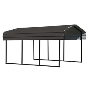 Arrow 10 x 15 x 7-ft Galvanized Steel Black Charcoal Carport