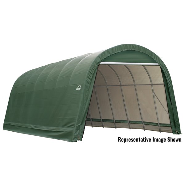 ShelterLogic 15 x 28-ft Round Green Steel Garage and Storage Shelter