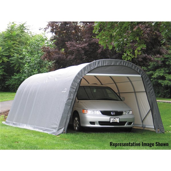 Abri d’auto par ShelterLogic rond 12 x 28 pi acier gris