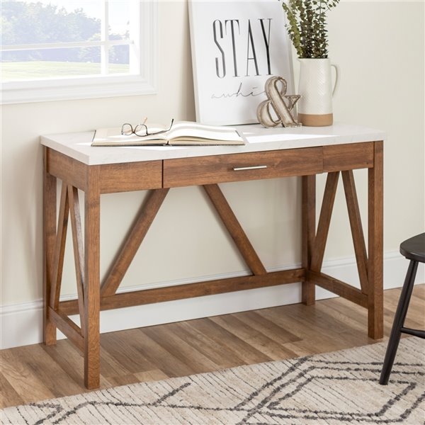 Rustic deals desk white