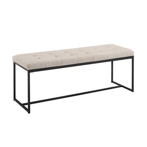 48-in Transitional Upholstered Bench with Metal Base - Tan