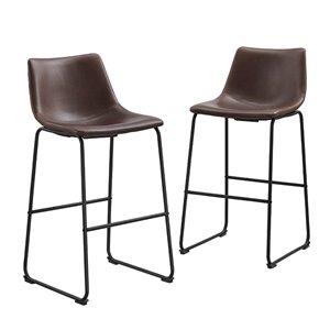 30-in Industrial Faux Leather Barstools, set of 2 - Brown