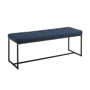 48-in Transitional Upholstered Bench with Metal Base - Blue