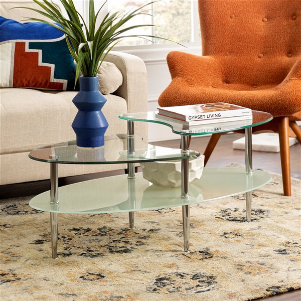 Walker edison glass on sale oval coffee table