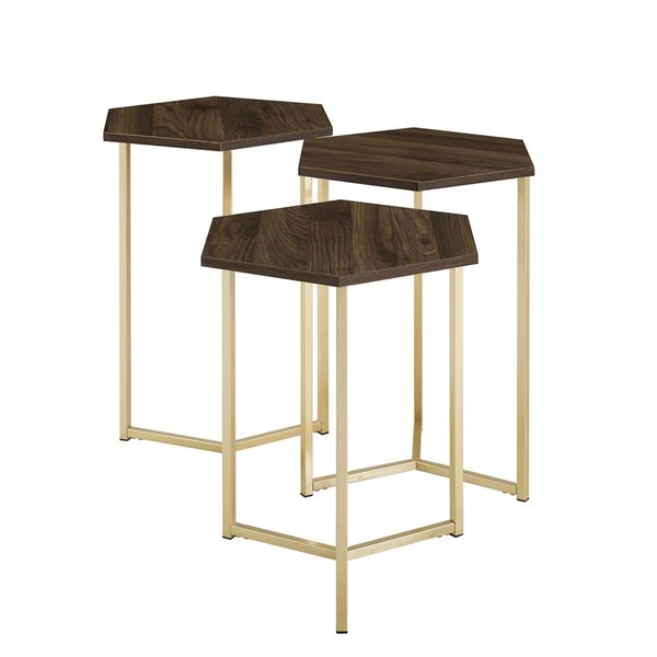 Walker Edison Modern Wood Nesting Table Set - 3 Pieces - Dark Walnut ...