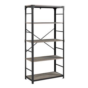64-in Angle Iron Bookshelf - Grey Wash