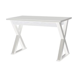 Home Office 48-in Glass Metal Computer Desk - White