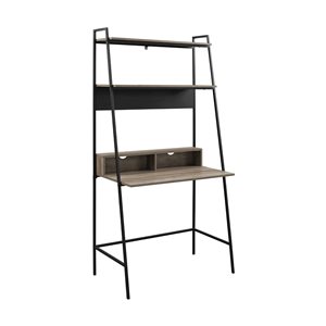 36-in Modern Wood Ladder Computer Desk - Grey Wash