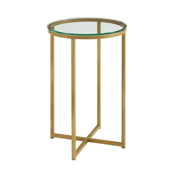 gold glass round end table