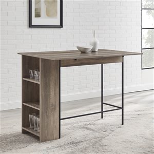 48-in Counter Height Drop Leaf Table with Storage - Grey Wash