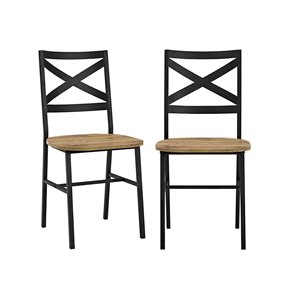 Industrial Wood Dining Chair, Set of 2 - Barnwood