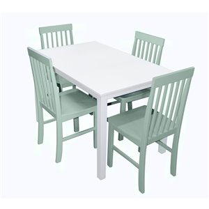 5-Piece Modern Dining Set - White/Sage