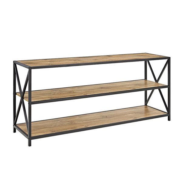 WALKER EDISON 60-in X-Frame Metal and Wood Console Table - Barnwood ...