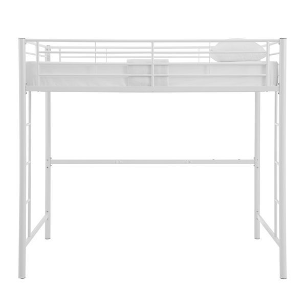 Premium Metal Twin Loft Bed - White