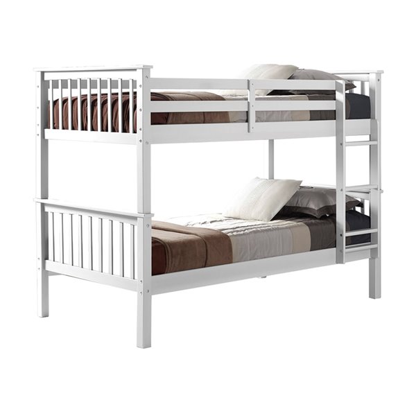 Walker Edison Solid Wood Twin Over, White Wood Twin Bunk Bed
