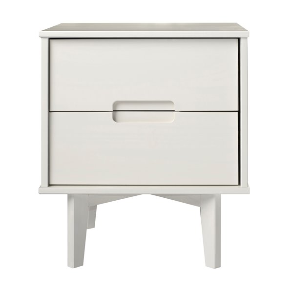 Walker Edison 2 Drawer Groove Handle Wood Nightstand White Lwr2dslnswh Rona